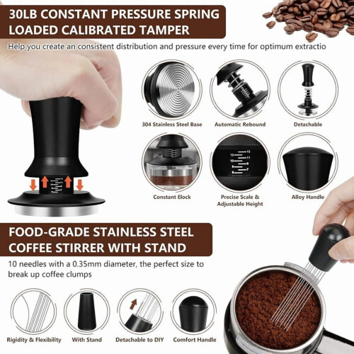 Ensemble de 10 accessoires pour machine à expresso – Acier inoxydable, 53 mm 2