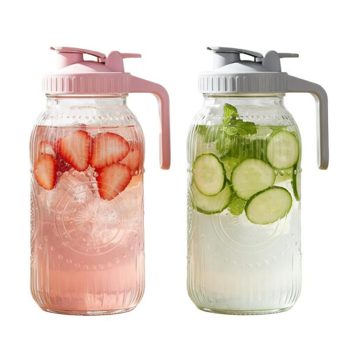Vintage κανάτα Mason Jar 64oz μισού γαλονιού με καπάκι – Αεροστεγής γυάλινη κανάτα 2 Qt για 1