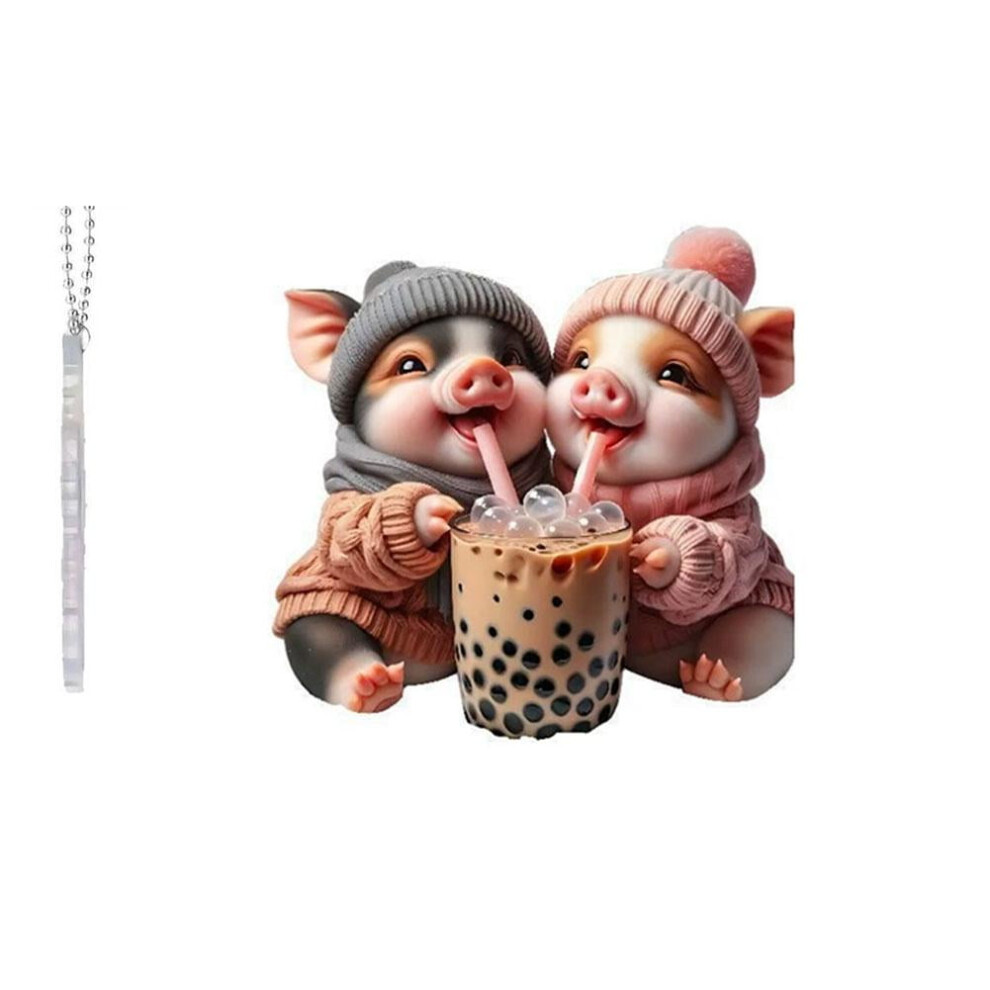Cute Pig Car Hanging Ornament, Lucky Piggy Rearview Mirror Pendant, Auto Interior Decoration Â Compatible With All Cars 9402001157058