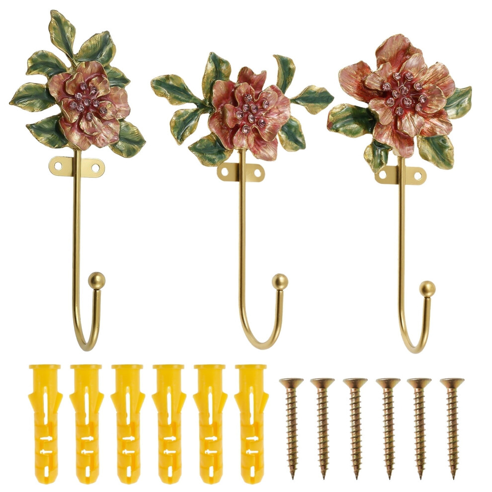 Vintage Flower Wall Hooks Zinc Alloy 3Pcs 975221034724