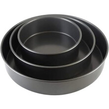 3-Piece Round Cake Pan Set (6", 8", 10") – Premium Nonstick, Heavy Carbon Steel, Even Baking, Layer Cakes