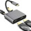 Προσαρμογέας διπλής οθόνης USB C4K60Hz για βάση αλουμινίου με παροχή ρεύματος και 2