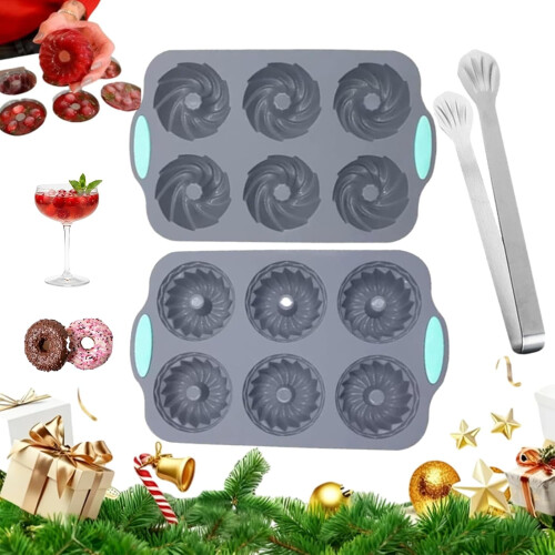 Weihnachtskranz-Eiswürfelform aus Silikon, 6-fach