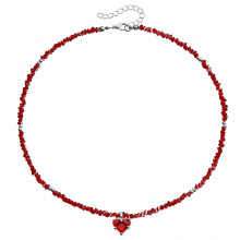 Modieuze handgemaakte kralenketting met hartvormige hanger, verstelbare glazen kralen, sieraad voor trendy vrouwen