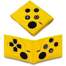 Game Controller Wallet for Kids, Teens & Men – Bifold with Card Slots, Coin Pocket, Silicone & PU Leather, Yellow – Compatible with Xbox, PS