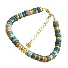 Colorful Natural Stone Beads Handmade Bracelet Bangle Waterproof Bohemia Beaded Wristchain Jewelry for Women