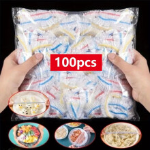100 couvercles alimentaires élastiques, couvercles jetables en plastique pour bols de fruits et légumes, emballages de conservation fraîcheur