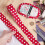 Ταινία μονής πτυχής 10,9 γιάρδων κόκκινη/λευκή πουά, 30 χιλ. πολυεστέρα, για ράψιμο, 3
