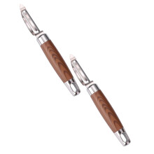 Lot de 2 éplucheurs de pommes de terre de qualité supérieure en acier inoxydable 304 avec manche en palissandre, lame rotative ultra-tranchante,
