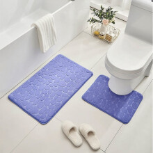 Ensemble tapis de bain et tapis de toilette en mousse douce et absorbante avec dos antidérapant, lavable en machine, pour la douche et le sol
