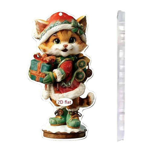 Christmas Cat Tree Ornament Black Acrylic 1 Piece