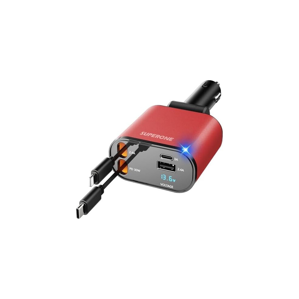 Upgraded 4-In-1 Retractable Car Charger, 2.6Ft Cord, Usb-C, Compatible With Apple Car Charger Adapter, Iphone 15/14/13/12/11, Galaxy, Pixel 9405492042452