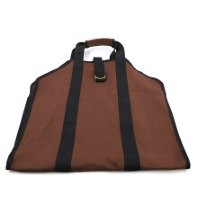 Heavy-Duty Canvas Firewood Transport Bag with Handle, Brown – Compatible with Fireplace Wood Storage