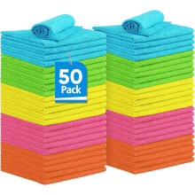 Panni per la pulizia in microfibra, confezione da 50 pezzi, 29 x 29 cm, senza pelucchi, riutilizzabili, ideali per auto, cucina, garage –