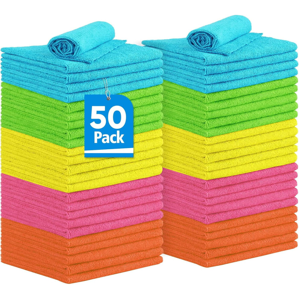 Microfiber Cleaning Cloths 50Pk, 11.5"X11.5", Lint-Free Reusable Shop Rags For Car, Kitchen, Auto, Garage Â Multicolor 9405492042162