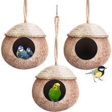 3 pezzi Nido naturale per uccelli in gabbia con casetta in paglia intrecciata per pappagalli, calopsitte, inseparabili, fringuelli, scoiattoli e