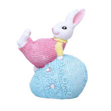 Figurine de lapin de Pâques, statuette en résine de 12,5 cm pour la décoration de la maison, du jardin et du bureau – Idéale pour Pâques, le