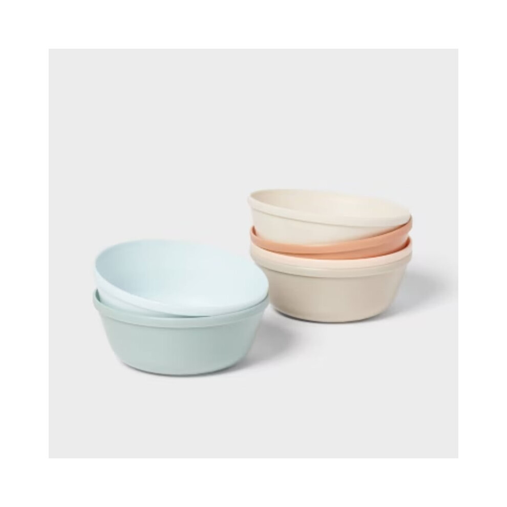 Kids' 6pc 15.5 fl oz Plastic Cereal Bowl Microwave & Dishwasher Safe, Multicolored