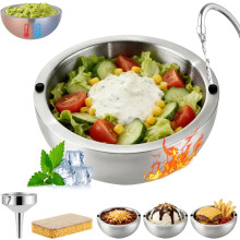 Bol Ă salade et Ă trempette isotherme en acier inoxydable 304, 1 L/2 L, conservation du froid et de la chaleur, 2 trous d'injection d'eau, bol Ă