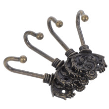 Lot de 4 crochets muraux vintage en bronze pour suspendre manteaux, chapeaux et serviettes. Crochets décoratifs en métal pour la maison, la salle