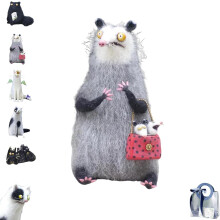 Handgemaakt kattenbeeldje van wolvilt, 15 cm
