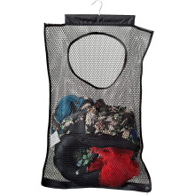 Hanging Mesh Laundry Hamper (30in*20in*2in) Large Dirty Clothes Bag, Can Be Used Behind The Door & Closet & Caravan& Bathroom (Black)