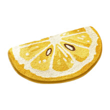 Tapis de bain demi-cercle en forme de fruits – Absorbants, en microfibre douce, antidérapants, à séchage rapide (Tranches de citron)