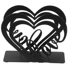 Porte-serviettes en fer en forme de cœur, noir