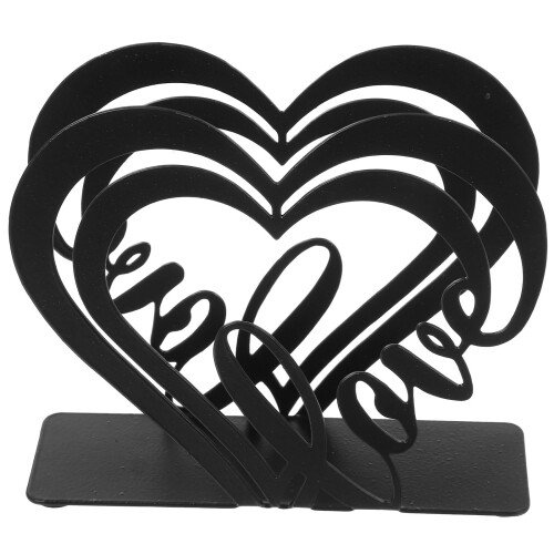 Porte-serviettes en fer en forme de cœur, noir