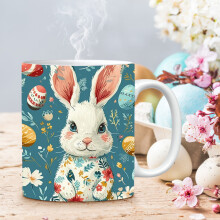 Cană de cafea ceramică de Paște, cu tematică festivă, pentru băuturi calde, ceai, cacao, acasă, bucătărie, primăvară, utilizare de