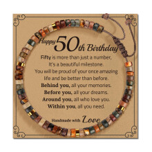 Pulseira artesanal ajustável com design exclusivo e cartão de felicitações, portátil, ideal para presentes de aniversário em diversas cores.