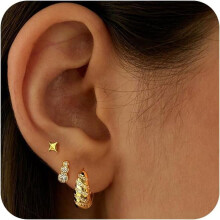 Gold Hoop Earrings Set for Women 14K Gold Plated 3 pcs