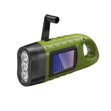 Lampe torche solaire rechargeable Ă manivelle, chargement USB, lanterne de secours avec crochet, 800 lm, lampe LED portable pour le camping, la