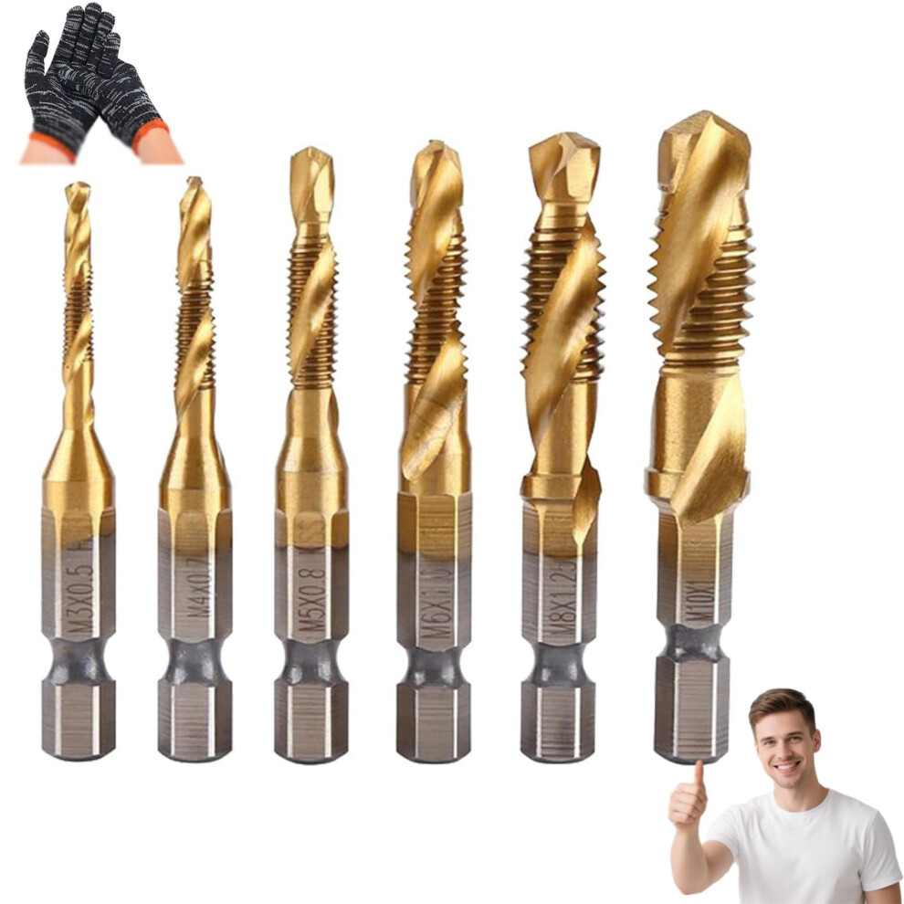 3-In-1 Spiral Tap Hex Shank Drill Bit Set M3âM10 9058772235923