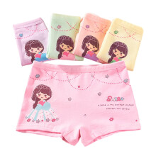 2-9 Years Girls Underwear Boxer Briefs for Toddler Kids Soft Cotton Cartoon Print Shorts Baby 4PCS Girls Underwear Briefs