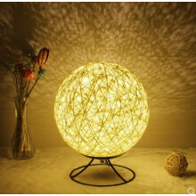 LED-Tischleuchte, Nachttischlampe aus Holz, Schreibtischlampe mit Rattankugel, USB-betriebene Leselampe, Kinderzimmerlampe, Bürolampe