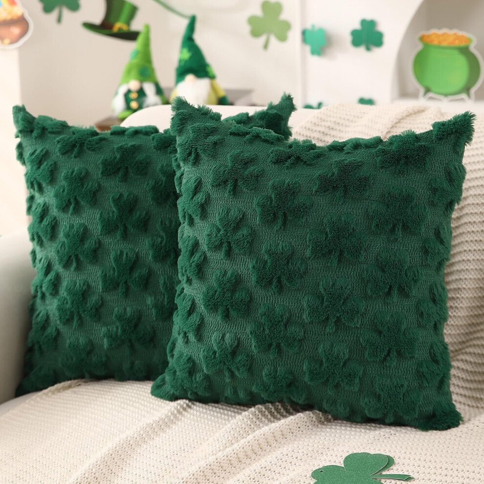 St. Patrick's Day pillow covers green shamrock 18x18 inch
