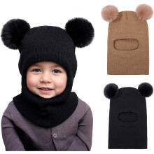 Baby Winter Hat Scarf 2 Packs Toddler Winter Hat Boys Girls Beanies for Kids Knit Warm Kids Beanie hat 1-6T