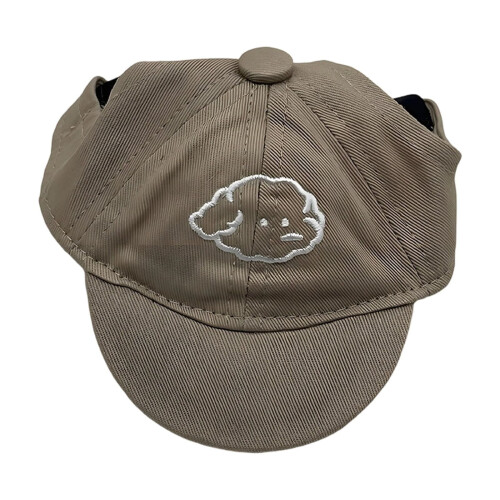 Boné de beisebol para cachorro, cáqui, ajustável, com proteção solar. 1