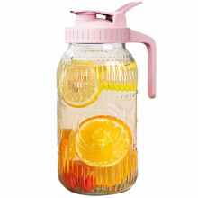 Pichet bocal Mason Vintage 64 oz (1,9 L) avec couvercle – Carafe en verre hermétique de 2 pintes (2 L) pour eau, jus, lait, thé, café glacé