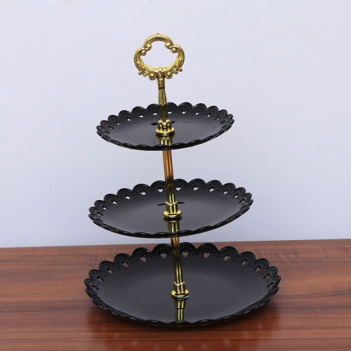 Desserttablett, Obstteller, Kuchenständer, elegant, schwarz, 1 Set