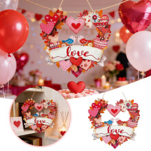 Décoration de porte et couronne en bois pour la Saint-Valentin avec des cœurs – Intérieur/Extérieur, Porche, Mur de maison de campagne,