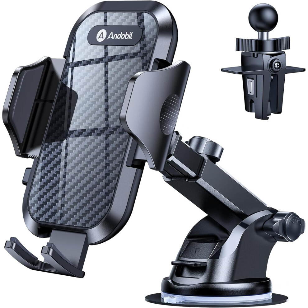 Car Phone Holder Â Military-Grade 85Lb Suction, Dashboard/Windshield/Vent Mount, Compatible With Iphone 16/15/14 Pro Max & Samsung 9152228419544