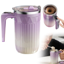 Cană de 450 ml cu agitator automat și detașabil – Cană reîncărcabilă cu agitare automată pentru cafea, ceai și băuturi, compatibilă cu
