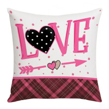 Valentijnskussenhoes 18x18 inch met hartpatroon in landelijke stijl