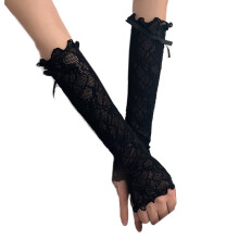 30CM Women Girls UV Arm Sleeves Floral Lace Arm Warmers Cover Long Fingerless Driving Gloves