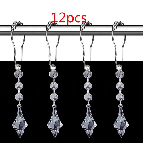 Laternen-Duschvorhanghaken, transparent, 12 Stück