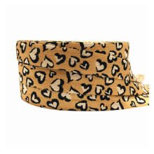 Fita elástica com estampa de leopardo em formato de coração, 25 mm x 10 m