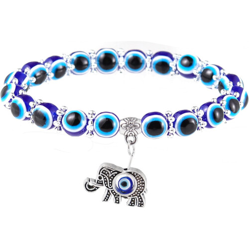 4 τεμάχια βραχιόλι με χάντρες ματιού Hamsa Hand Fatima Charm Stretch Amulet Τουρκικό φυλαχτό για 2