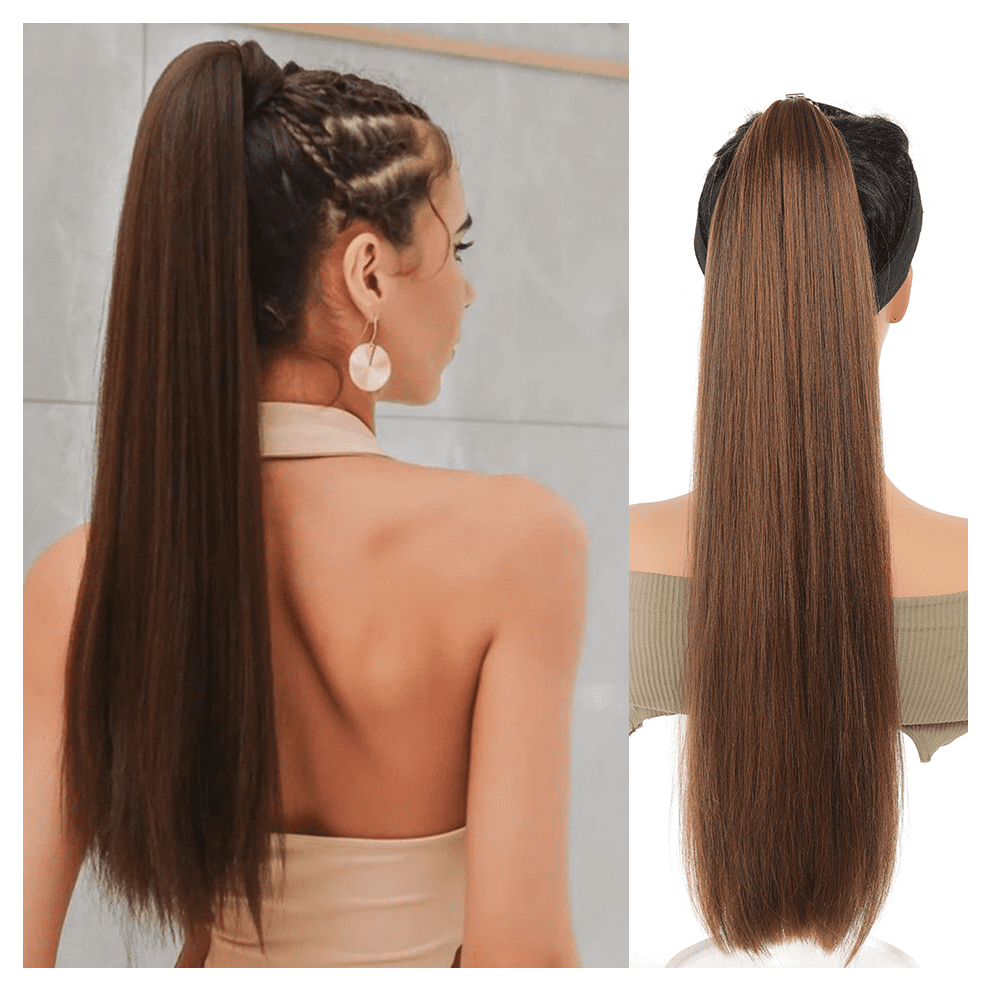 Unisex Synthetic 18Inch/20Inch/22Inch/24Inch/26Inch/28Inch/32Inch Long Straight Wig Ponytail, Headband Ponytail, Elastic Rope Ponytail